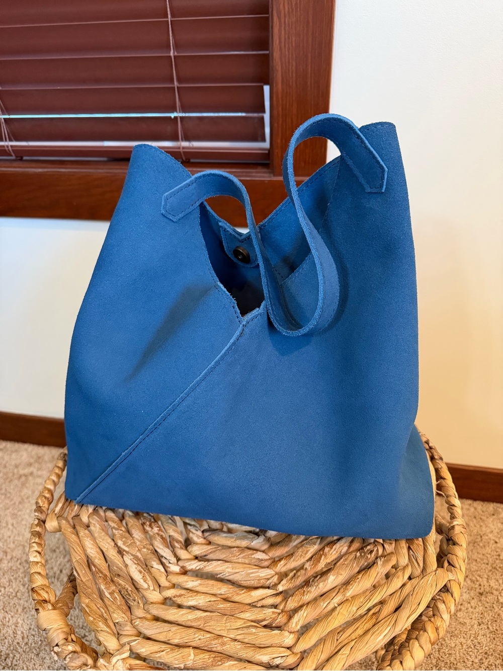 Portland Leather Blue Suede Tote